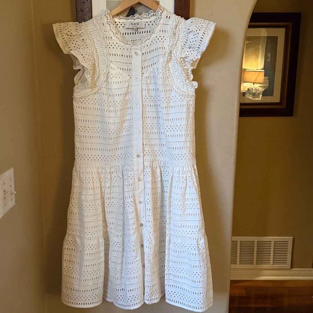 SEA New York Lina Eyelet Tunic Dress | Cream - Picture 6 of 8